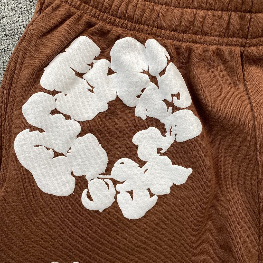DENIM TEARS COTTON WREATH SHORTS BROWN - netstar