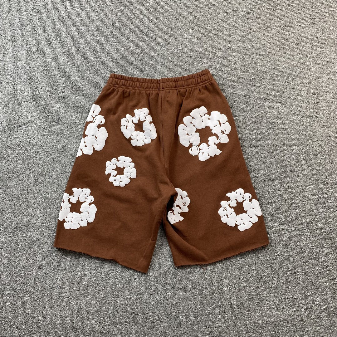 DENIM TEARS COTTON WREATH SHORTS BROWN - netstar