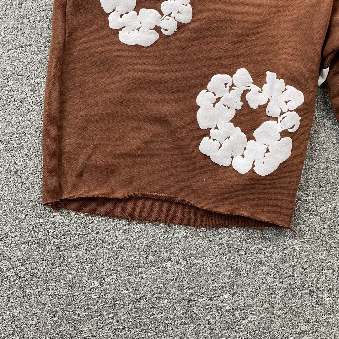 DENIM TEARS COTTON WREATH SHORTS BROWN - netstar