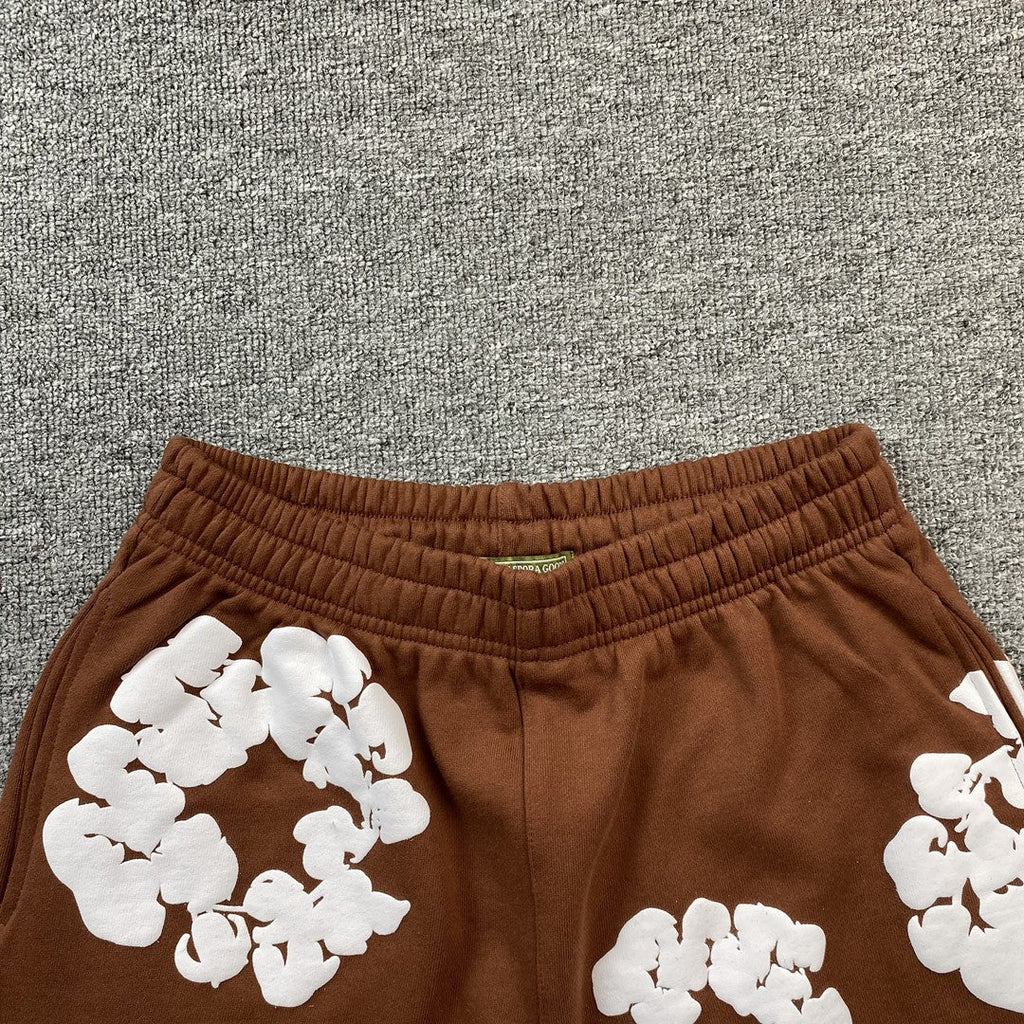 DENIM TEARS COTTON WREATH SHORTS BROWN - netstar