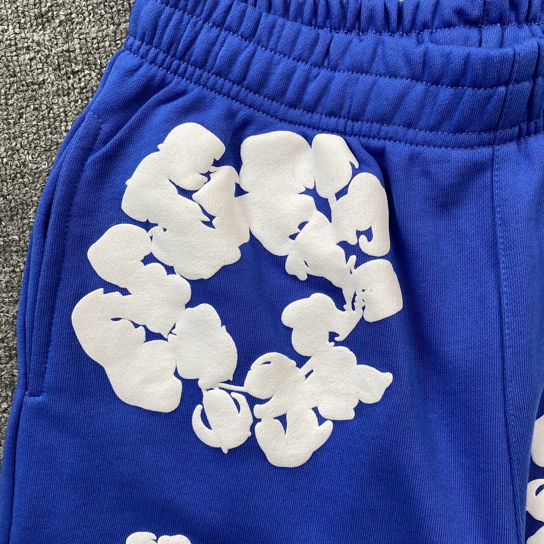 DENIM TEARS COTTON WREATH SHORTS DEEP BLUE - netstar
