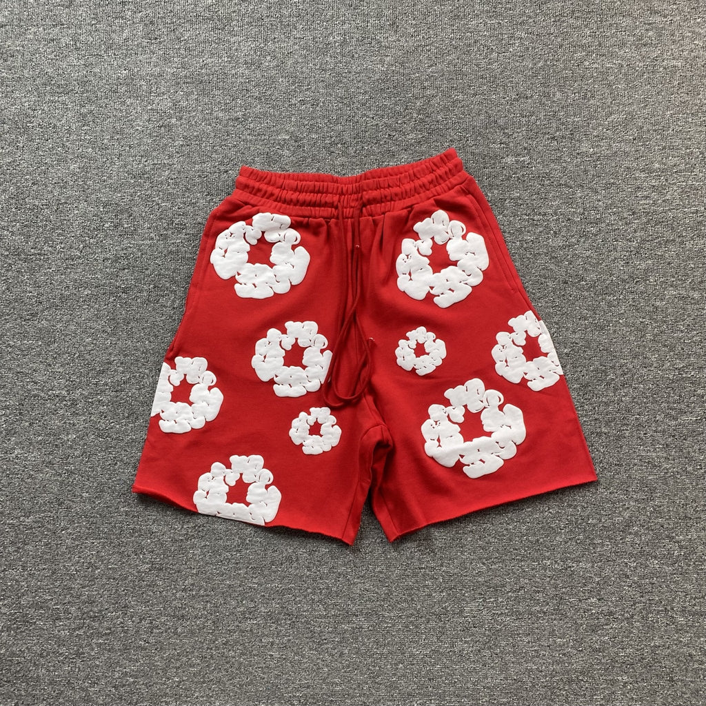 DENIM TEARS COTTON WREATH SHORTS RED - netstar