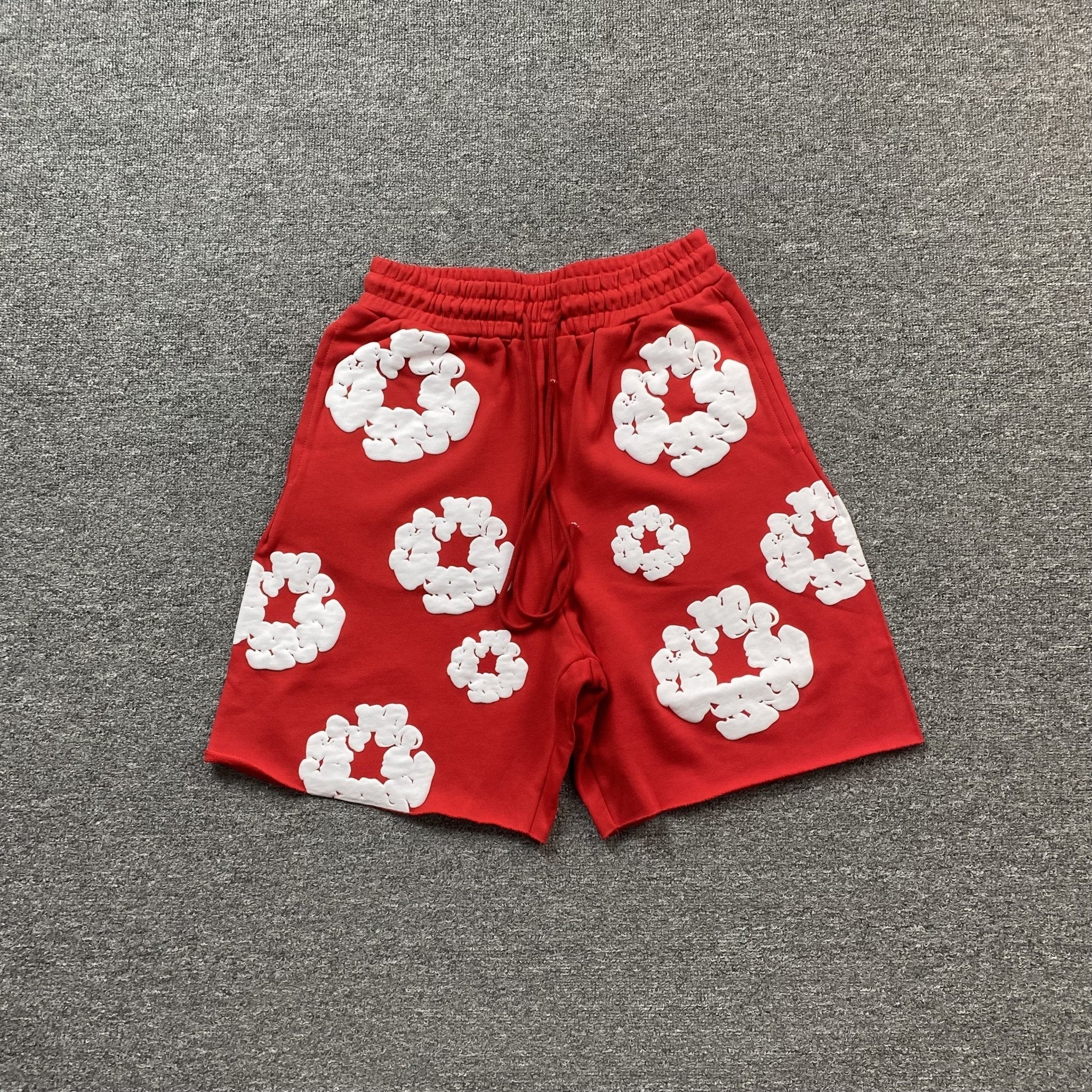 DENIM TEARS COTTON WREATH SHORTS RED - netstar