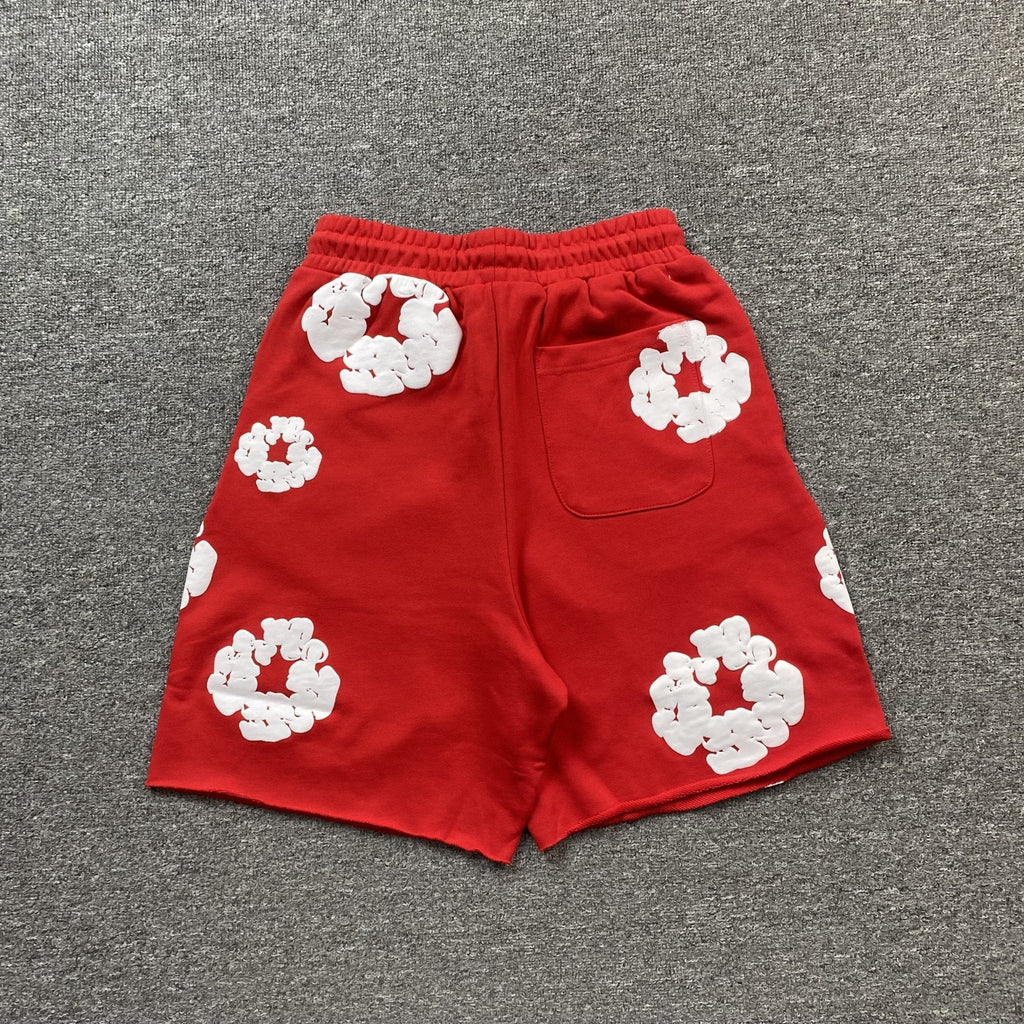 DENIM TEARS COTTON WREATH SHORTS RED - netstar