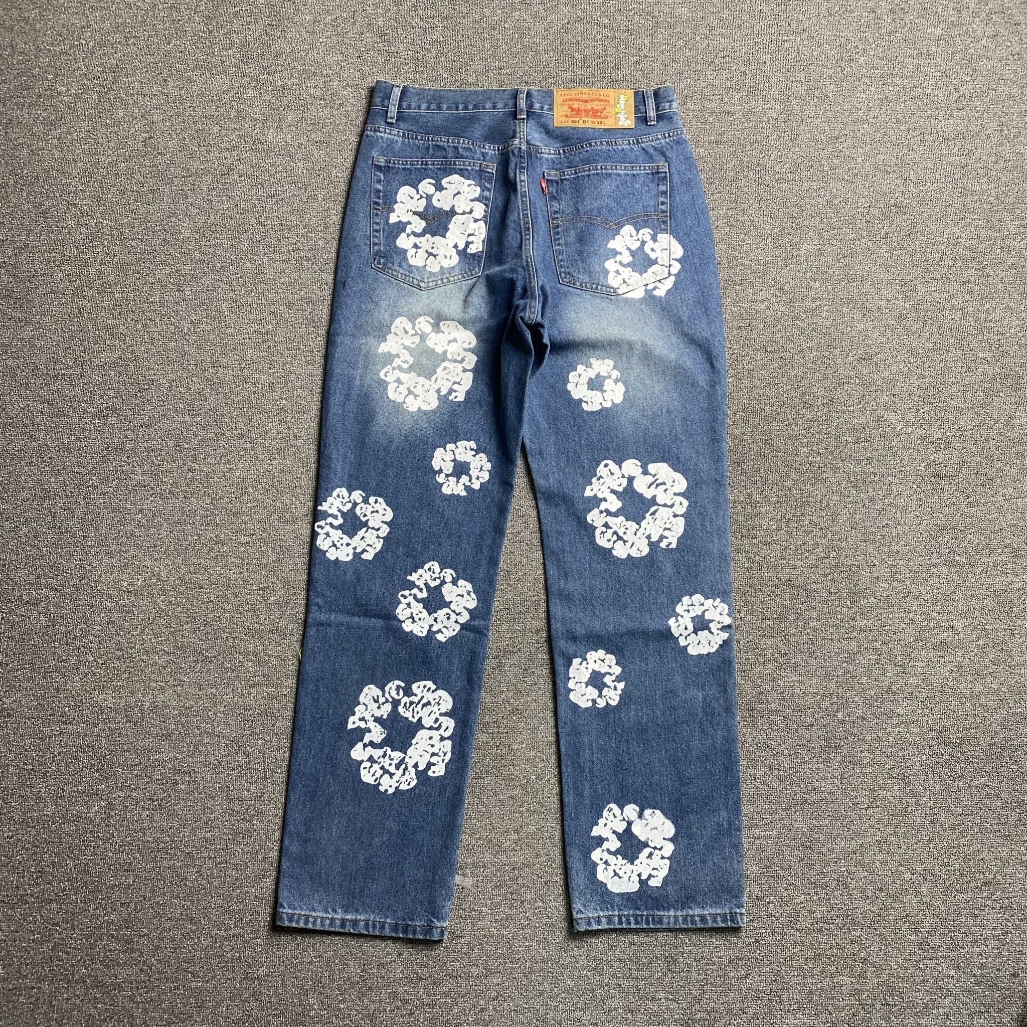 DENIM TEARS x LEVI'S COTTON WREATH JEANS BLUE - netstar