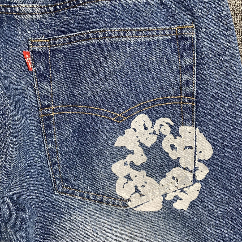 DENIM TEARS x LEVI'S COTTON WREATH JEANS BLUE - netstar