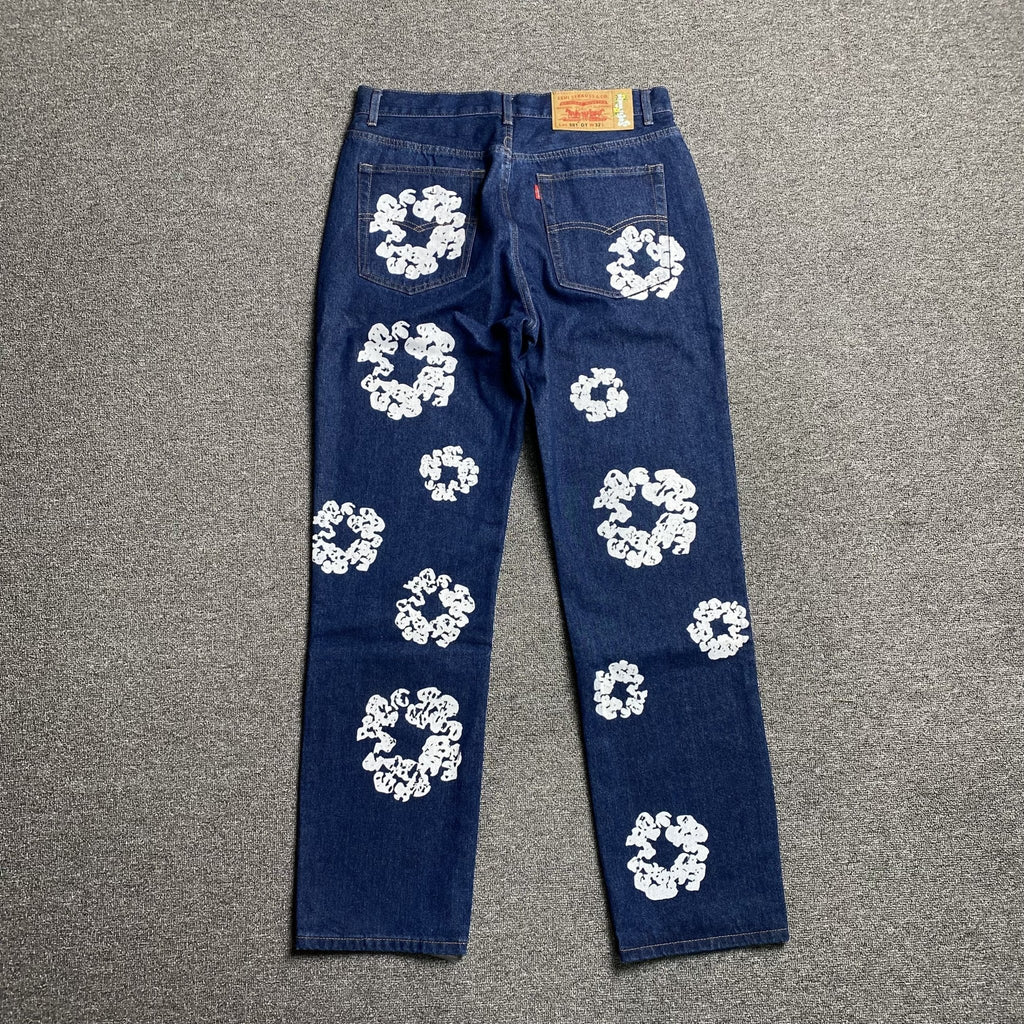 DENIM TEARS x LEVI'S COTTON WREATH JEANS DARK BLUE - netstar