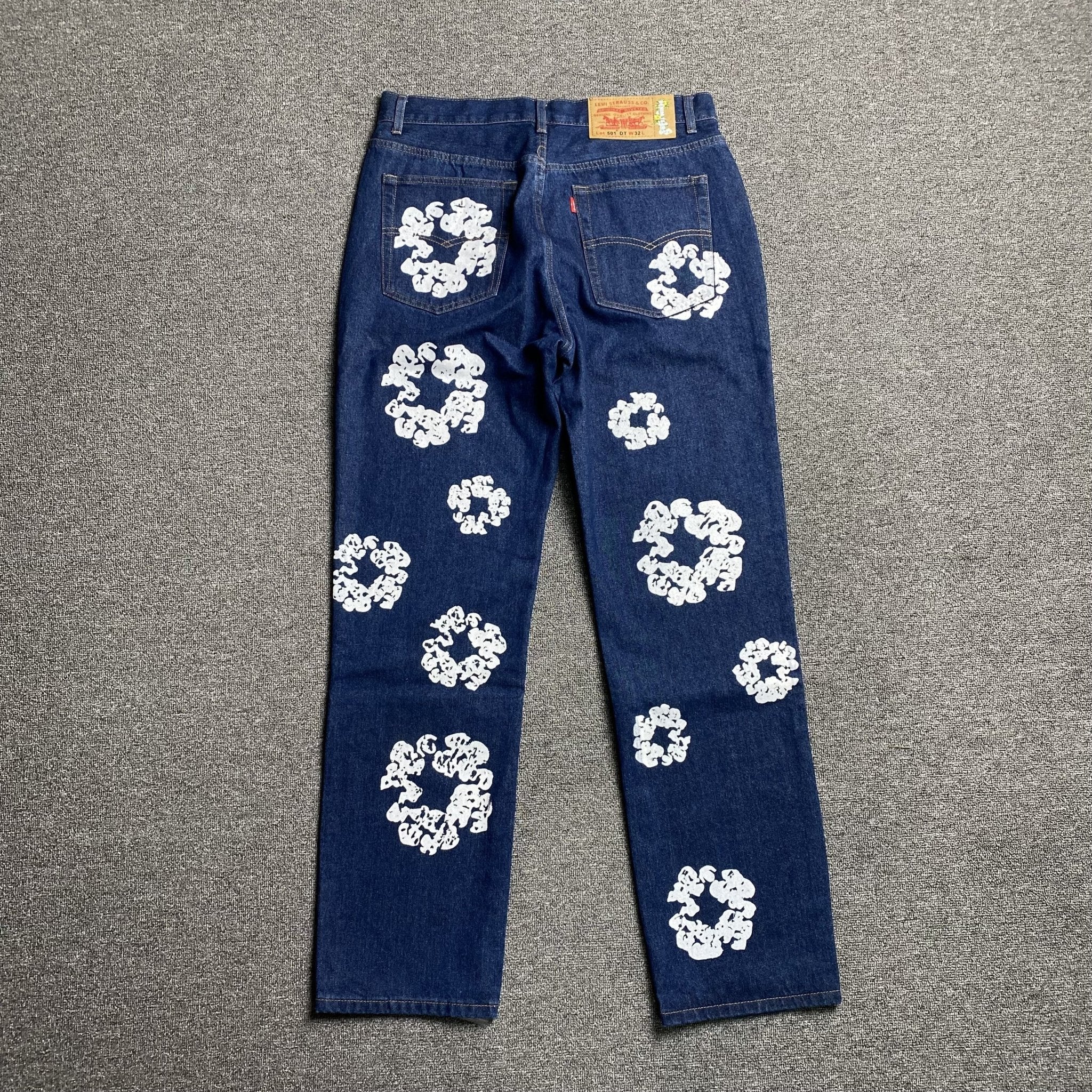 DENIM TEARS x LEVI'S COTTON WREATH JEANS DARK BLUE - netstar
