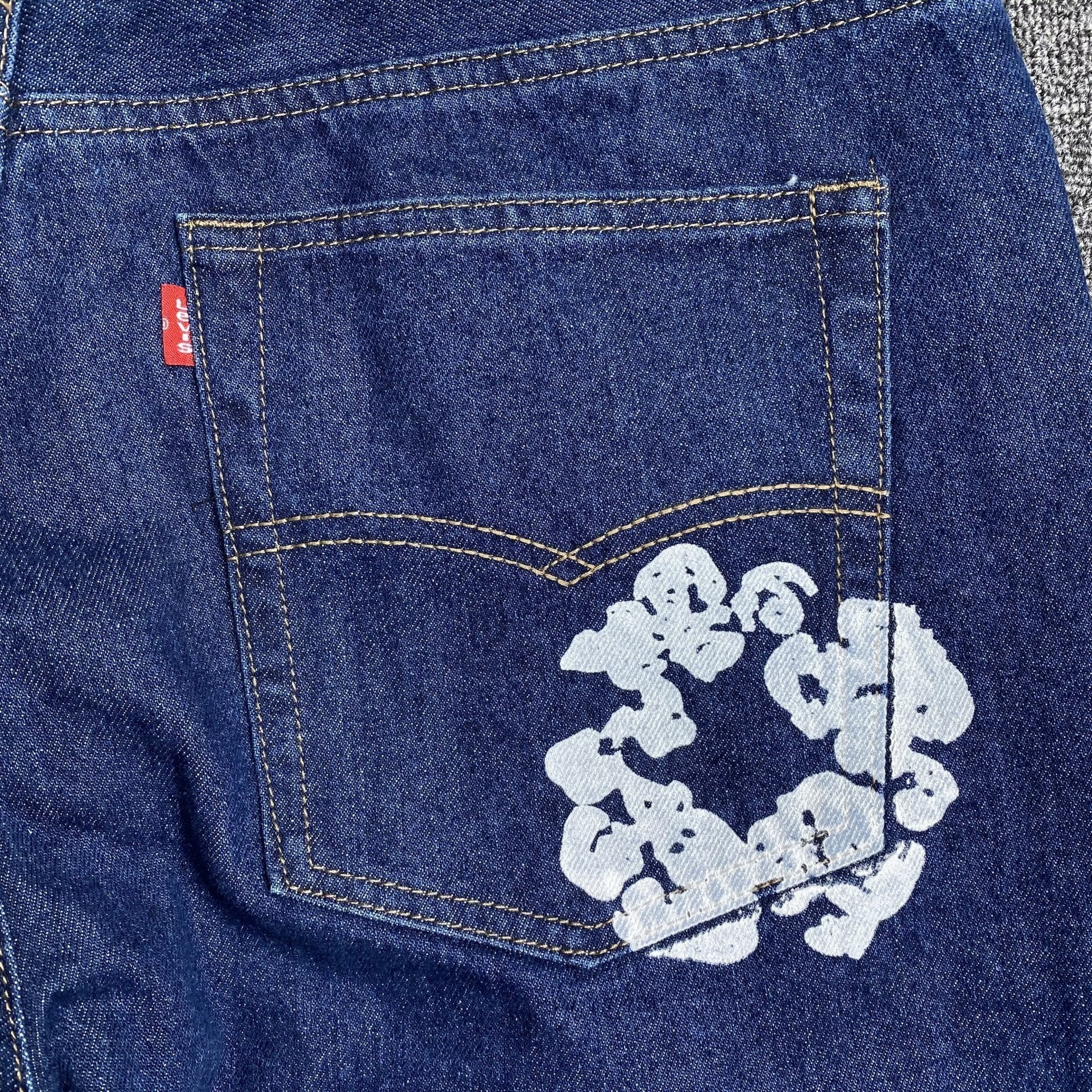 DENIM TEARS x LEVI'S COTTON WREATH JEANS DARK BLUE - netstar