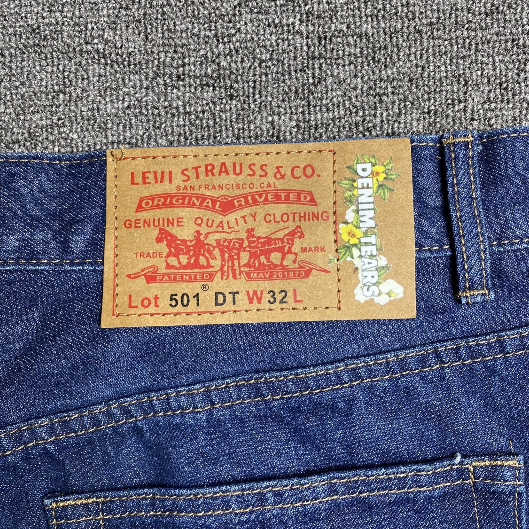 DENIM TEARS x LEVI'S COTTON WREATH JEANS DARK BLUE - netstar