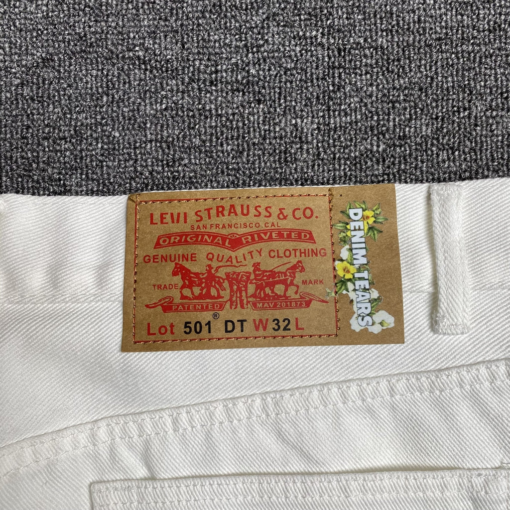 DENIM TEARS x LEVI'S COTTON WREATH JEANS WHITE - netstar