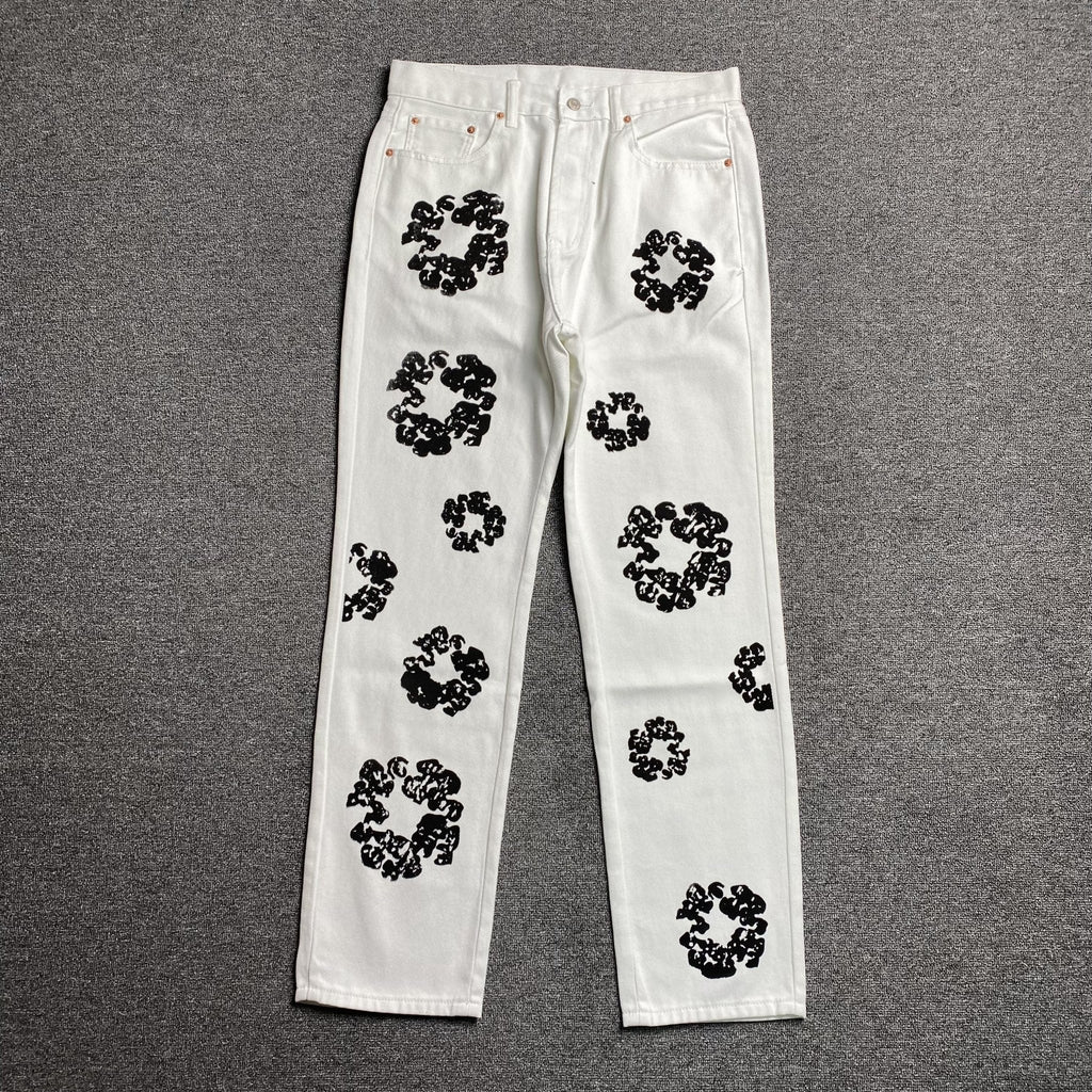 DENIM TEARS x LEVI'S COTTON WREATH JEANS WHITE - netstar