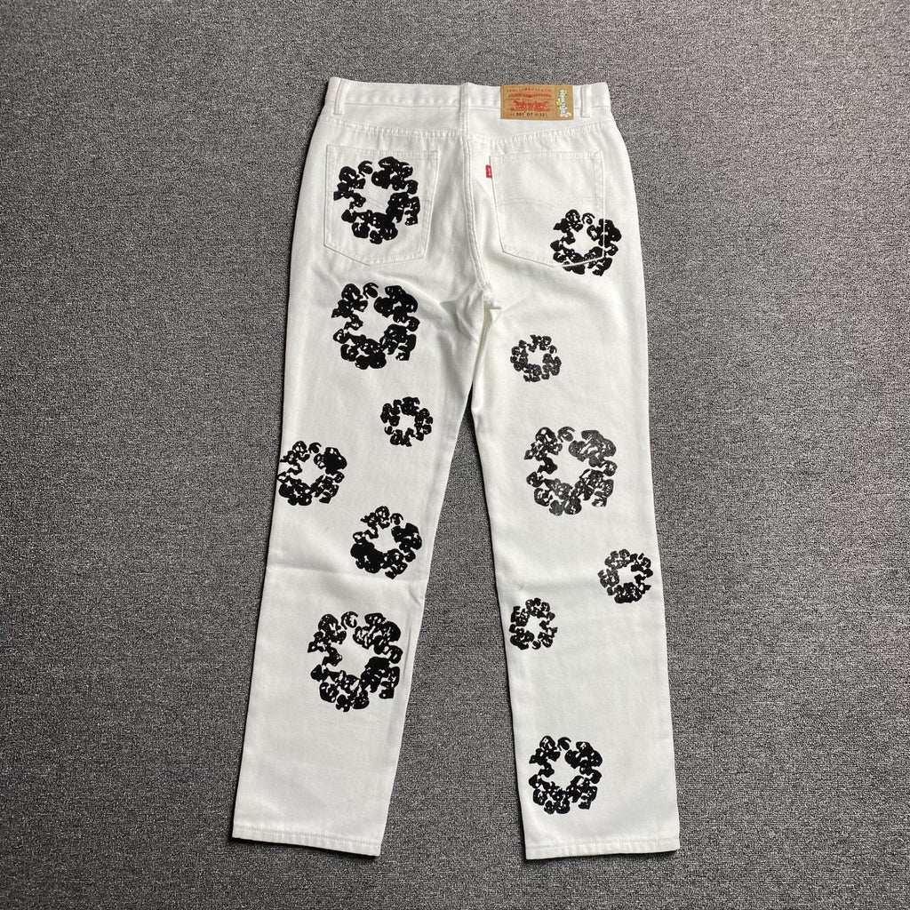 DENIM TEARS x LEVI'S COTTON WREATH JEANS WHITE - netstar