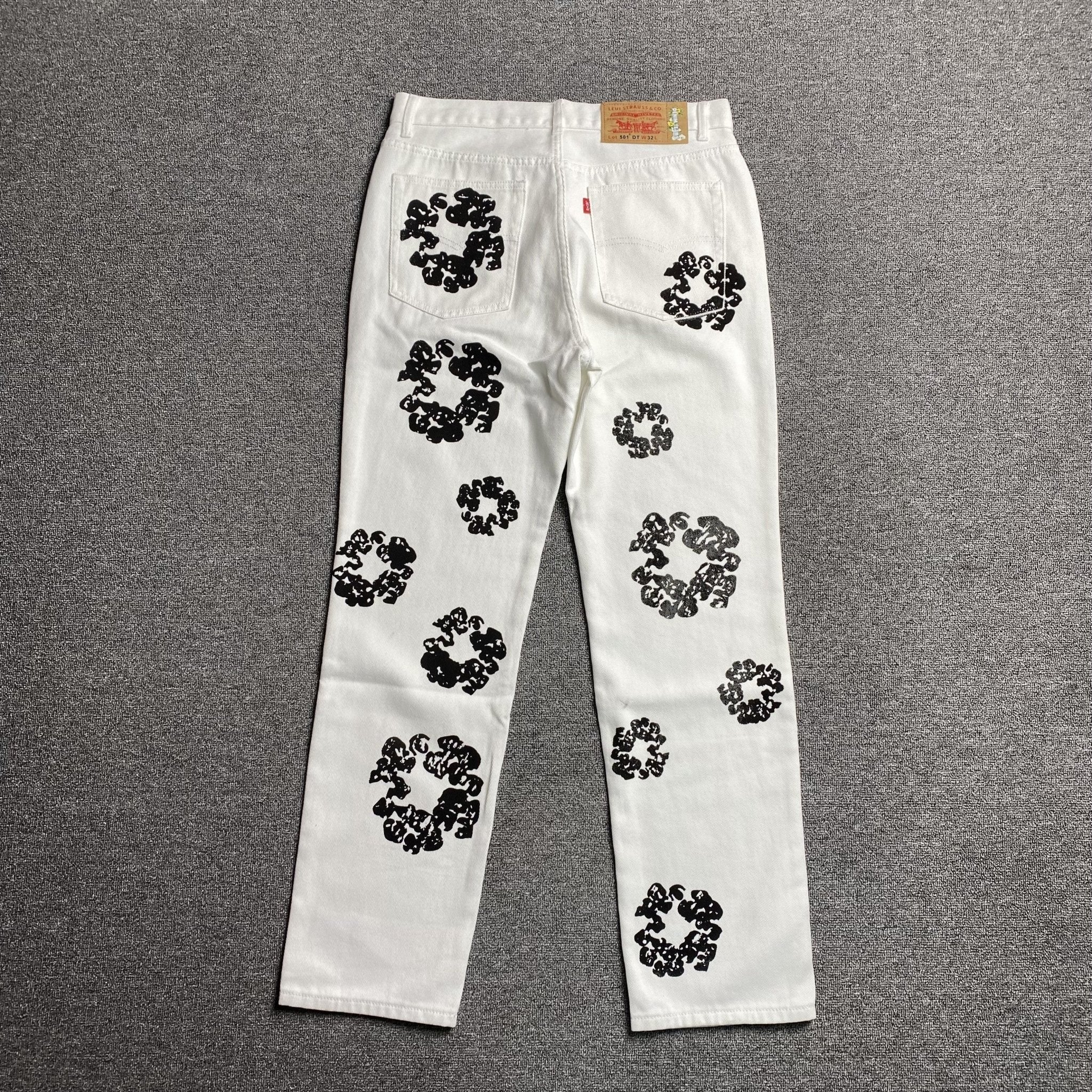 DENIM TEARS x LEVI'S COTTON WREATH JEANS WHITE - netstar
