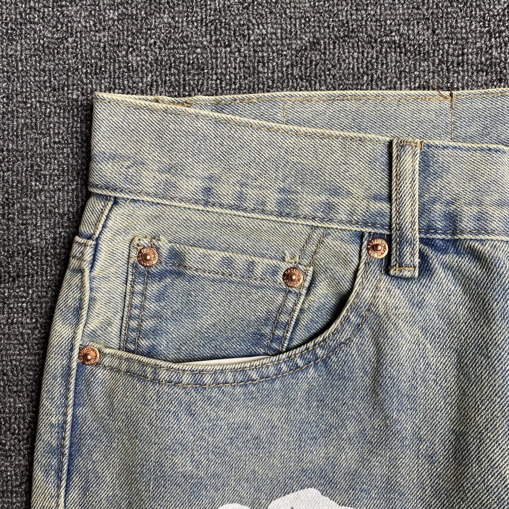 DENIM TEARS x LEVI'S DIRTY WASH WREATH JEANS LIGHT WASH - netstar