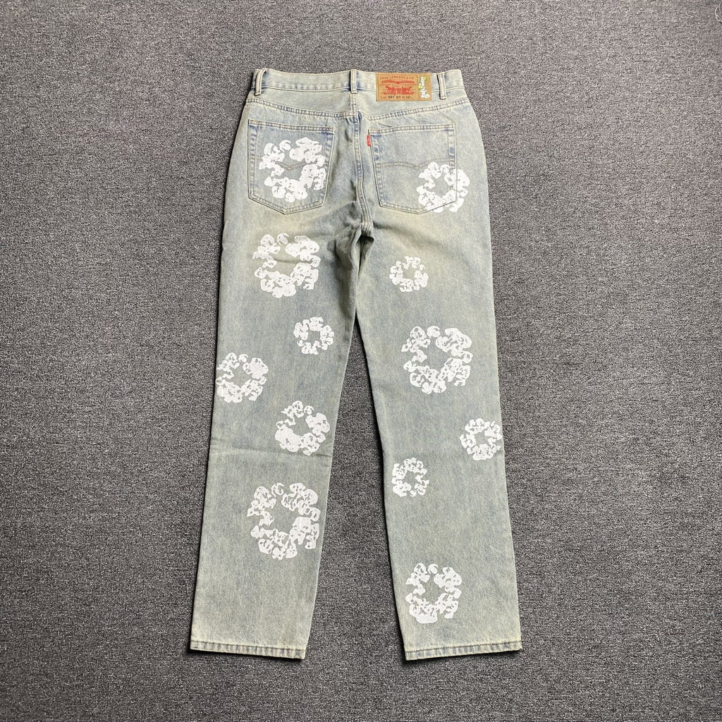 DENIM TEARS x LEVI'S DIRTY WASH WREATH JEANS LIGHT WASH - netstar