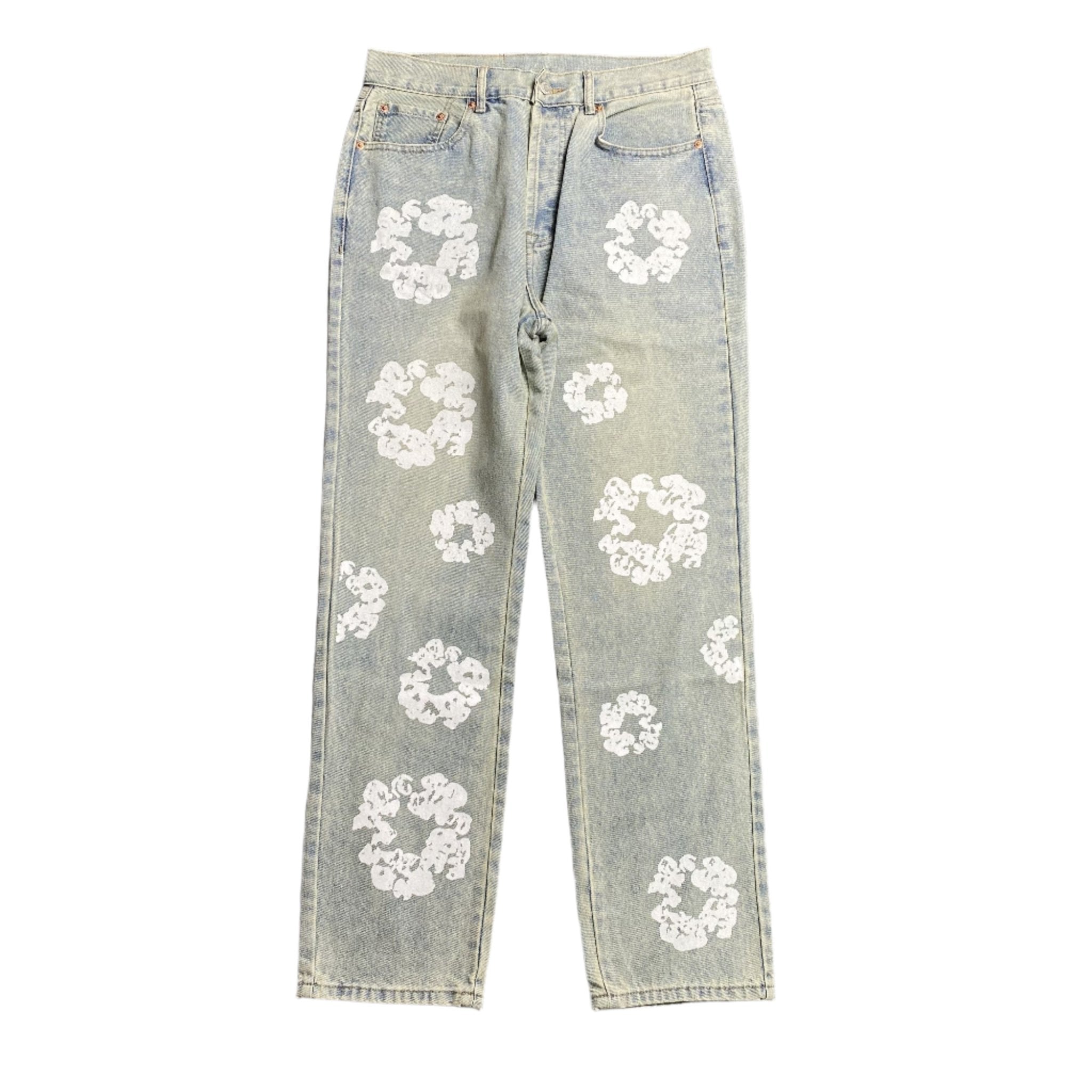 DENIM TEARS x LEVI'S DIRTY WASH WREATH JEANS LIGHT WASH - netstar