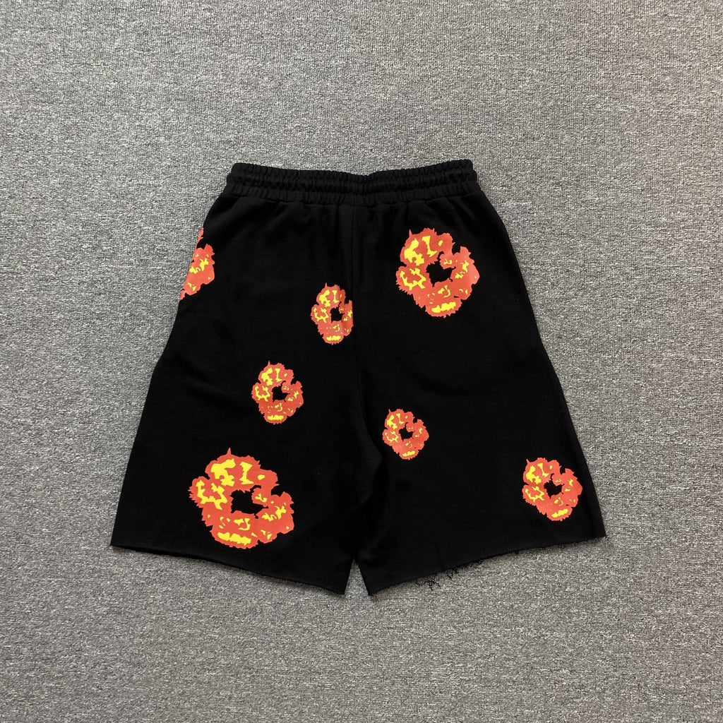 DENIM TEARS x OFFSET COTTON WREATH SHORTS BLACK - netstar