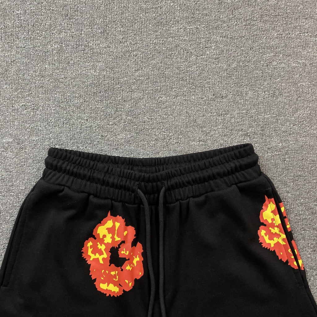 DENIM TEARS x OFFSET COTTON WREATH SHORTS BLACK - netstar