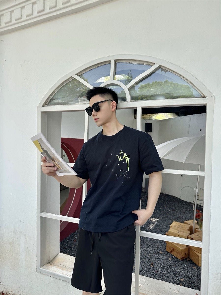 Dior Artistic Splatter T-Shirt (Black) - netstar