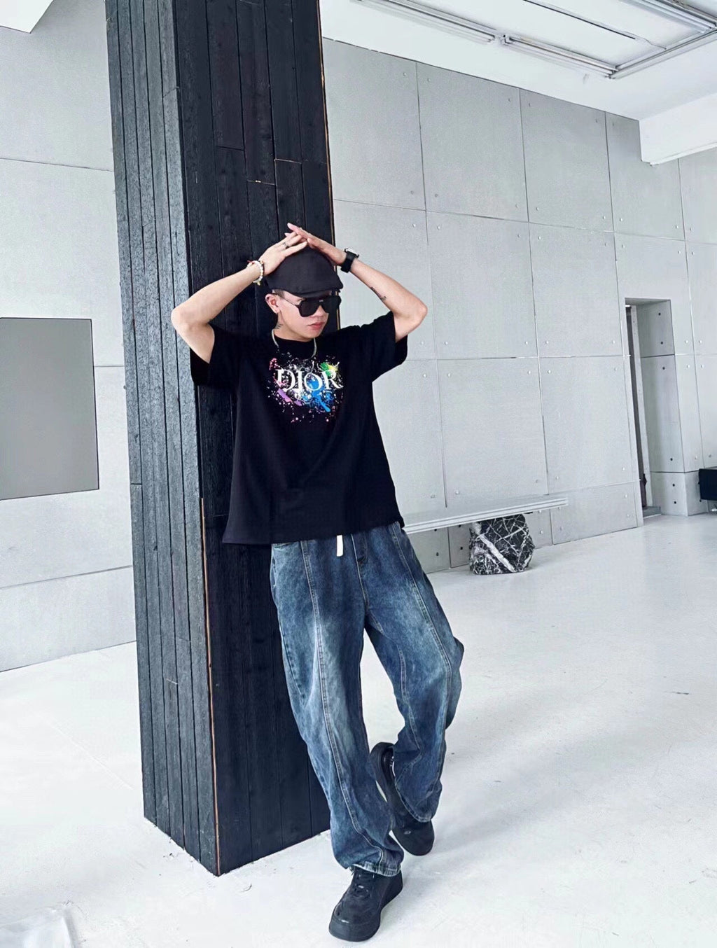 Dior Color Splash Graphic T-Shirt - Black - netstar
