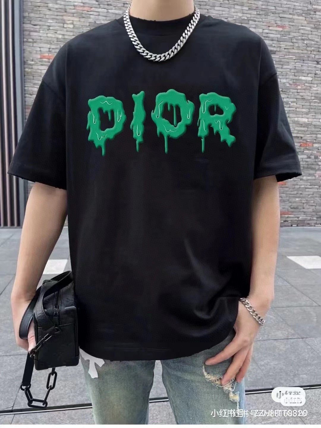 Dior Dripping Logo T-Shirt (Black) - netstar