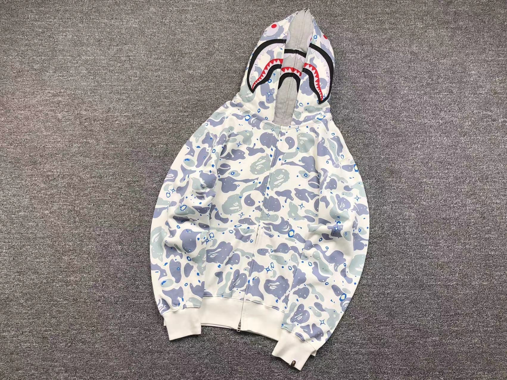BAPE SPACE CAMO DOUBLE SHARK FULL ZIP HOODIE WHITE - netstar®