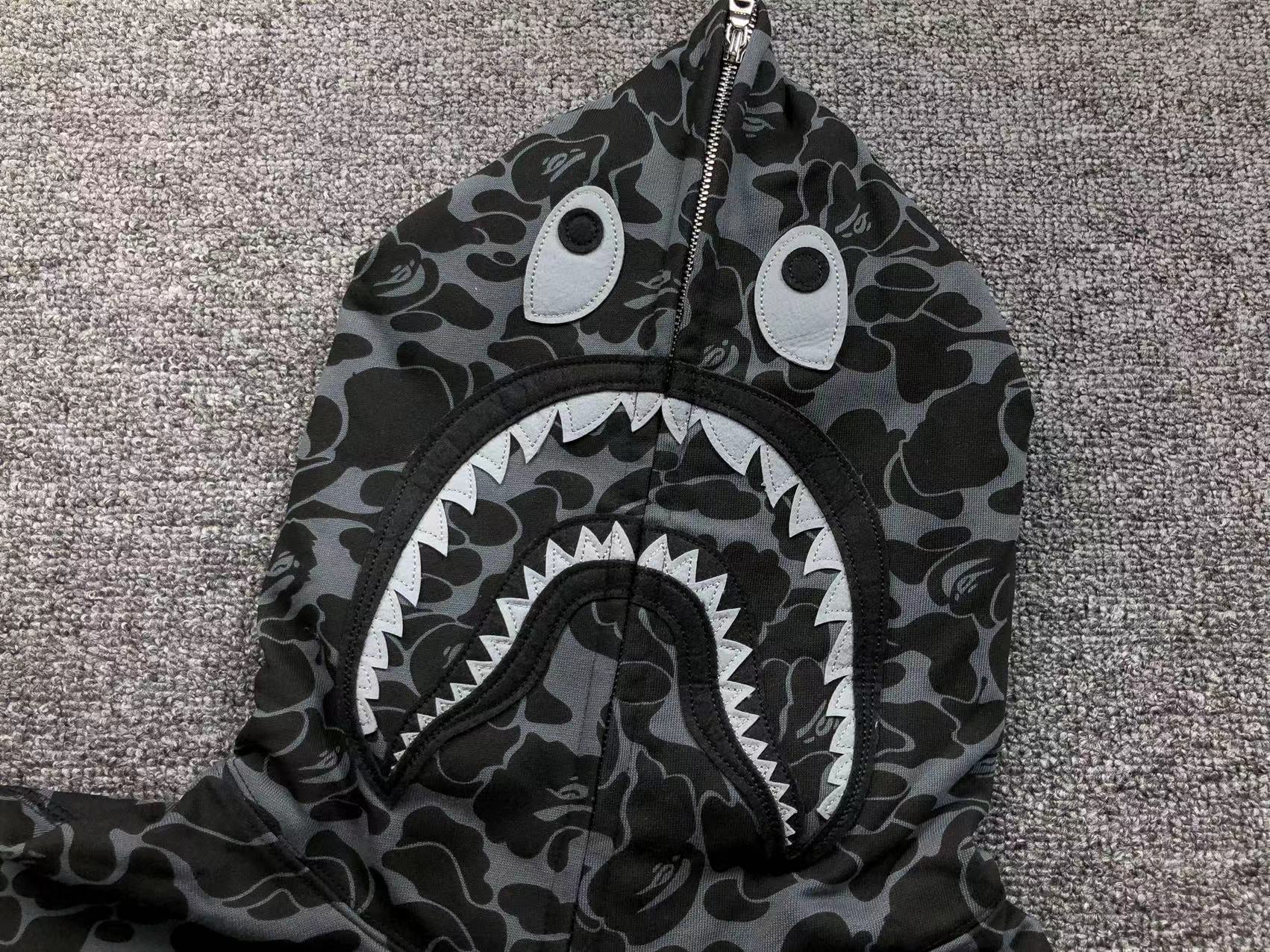 BAPE X DOVER STREET MARKET SPECIAL CAMO SHARK FULL ZIP HOODIE BLACK - netstar®