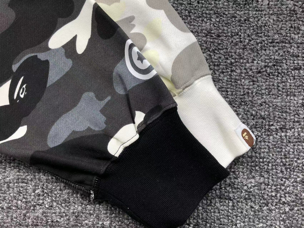 BAPE CITY CAMO HALF SHARK FULL ZIP HOODIE WHITE/BLACK - netstar®