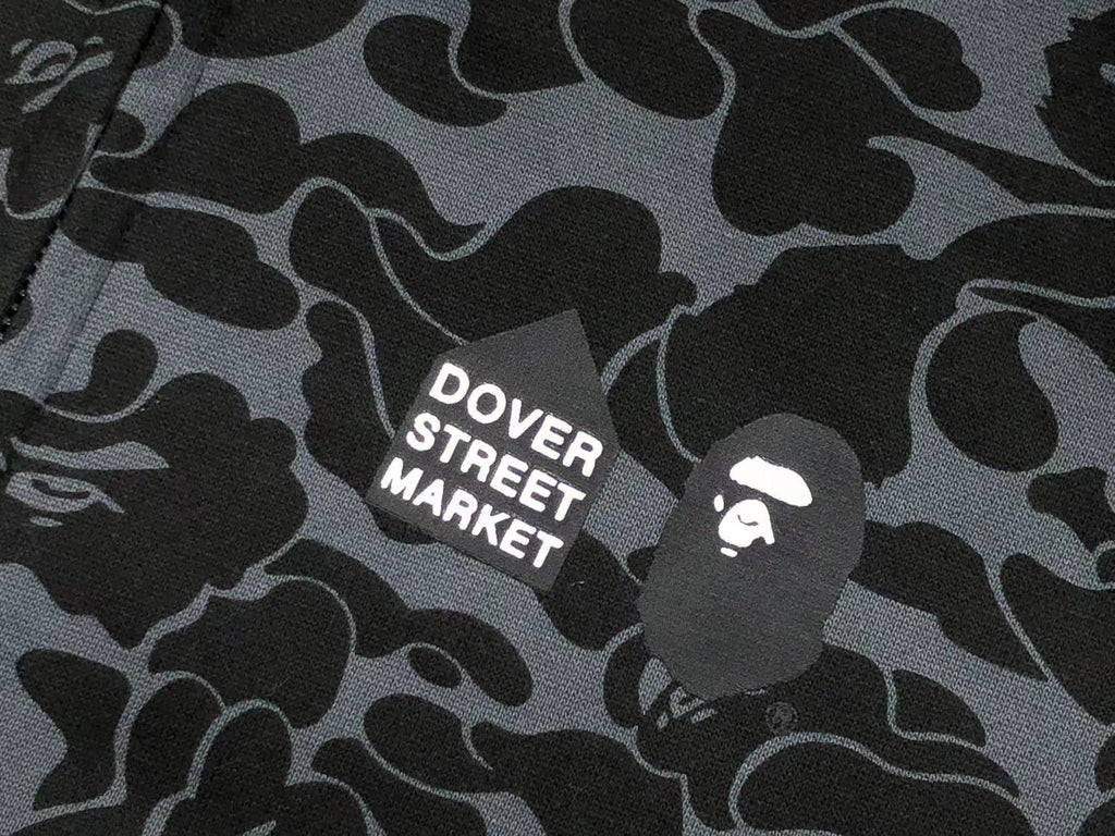BAPE X DOVER STREET MARKET SPECIAL CAMO SHARK FULL ZIP HOODIE BLACK - netstar®