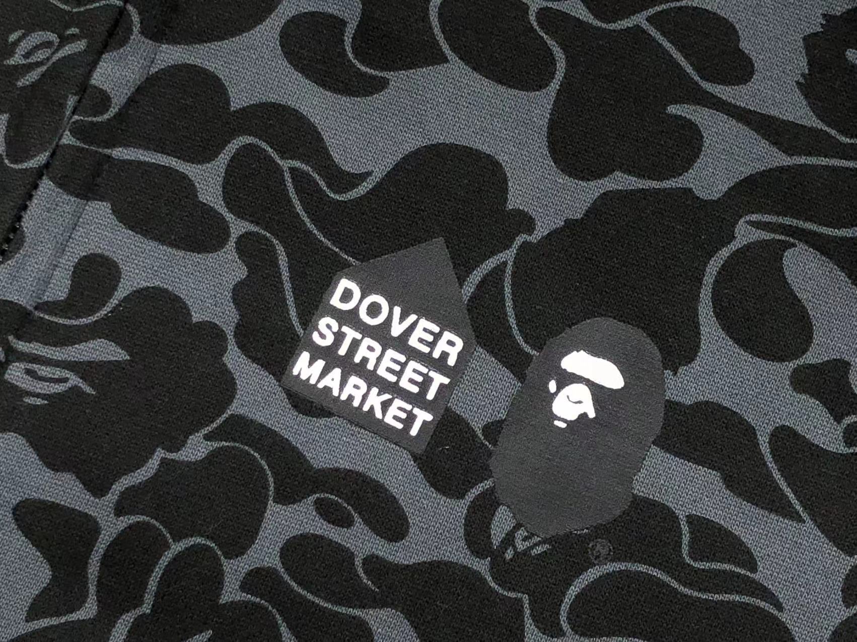 BAPE X DOVER STREET MARKET SPECIAL CAMO SHARK FULL ZIP HOODIE BLACK - netstar®