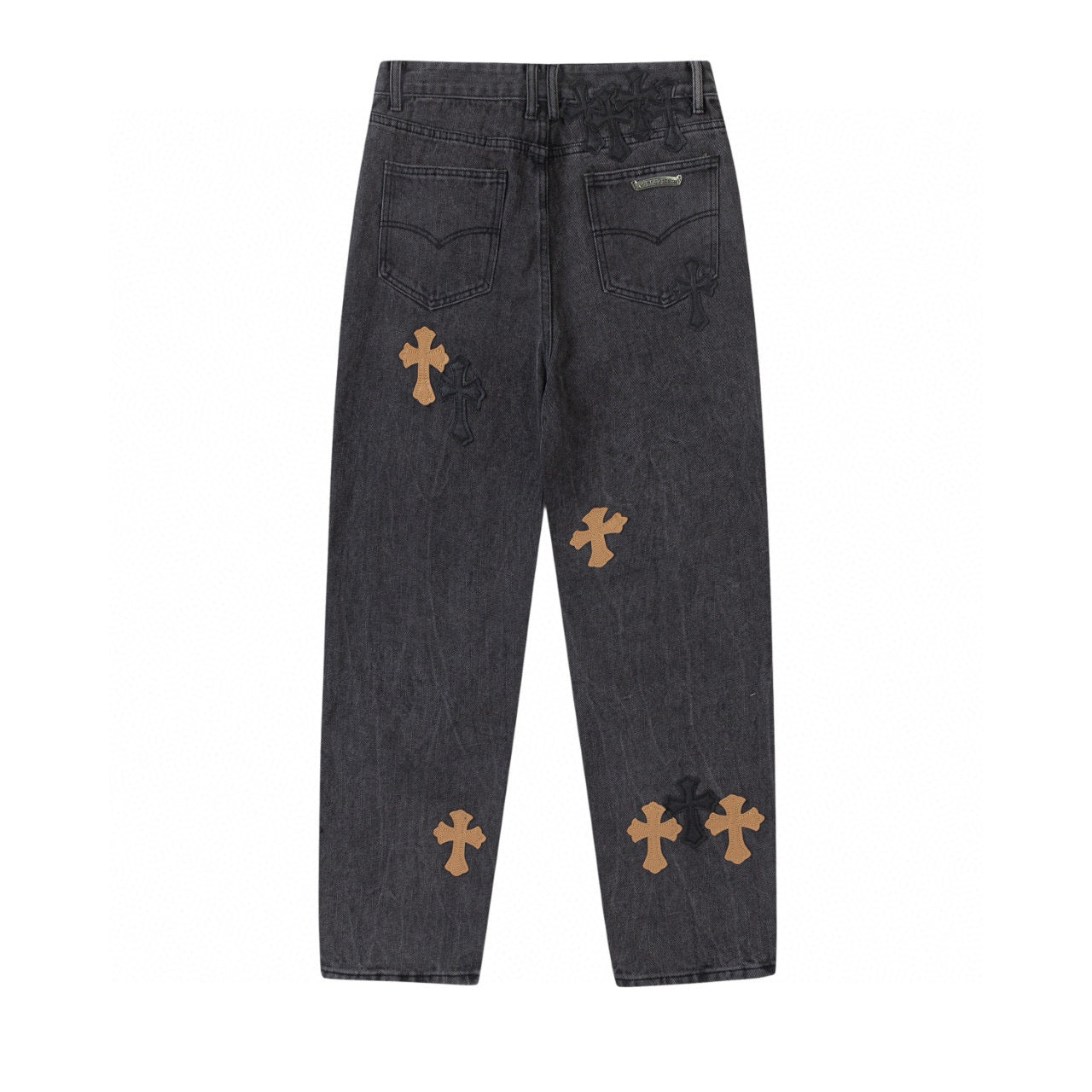 CHROME HEARTS BROWN CROSS PATCH JEANS BLACK - netstar®