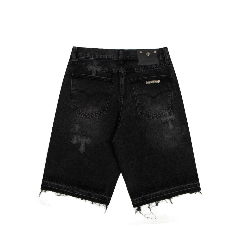 CHROME HEARTS BLACK CROSS PATCH JORTS BLACK - netstar®
